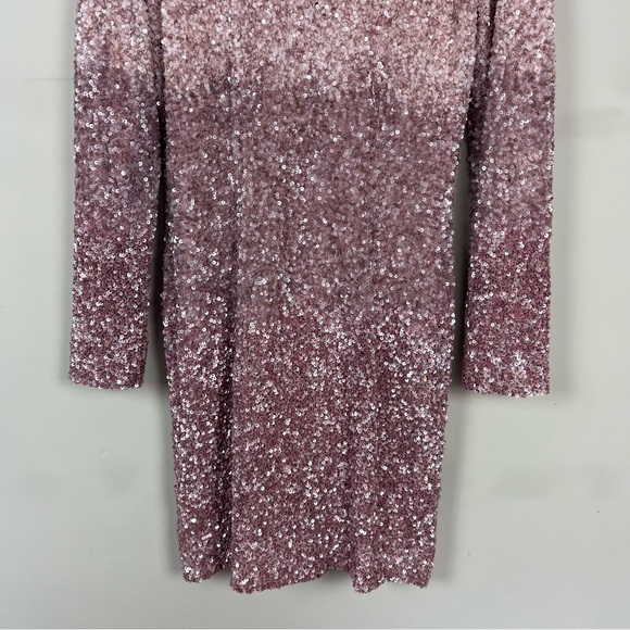 RETROFETE NIKKI OMBRE PINK MINI SEQUIN DRESS WITH SLEEVES SIZE MEDIUM - Picture 7 of 11